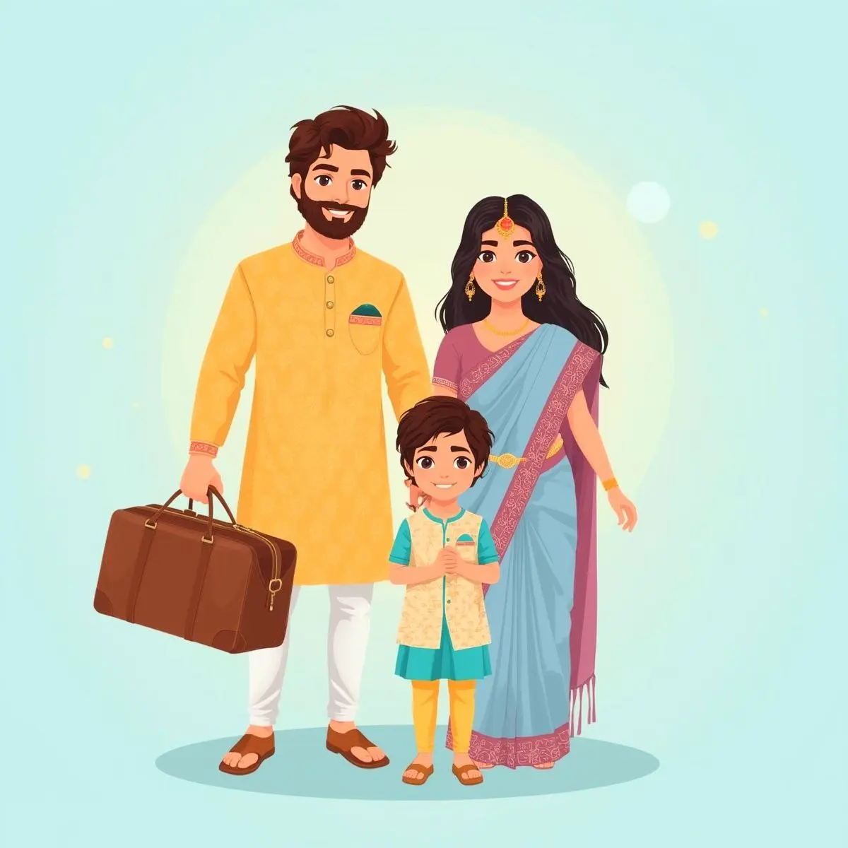 happy indian family enjoying their travel together